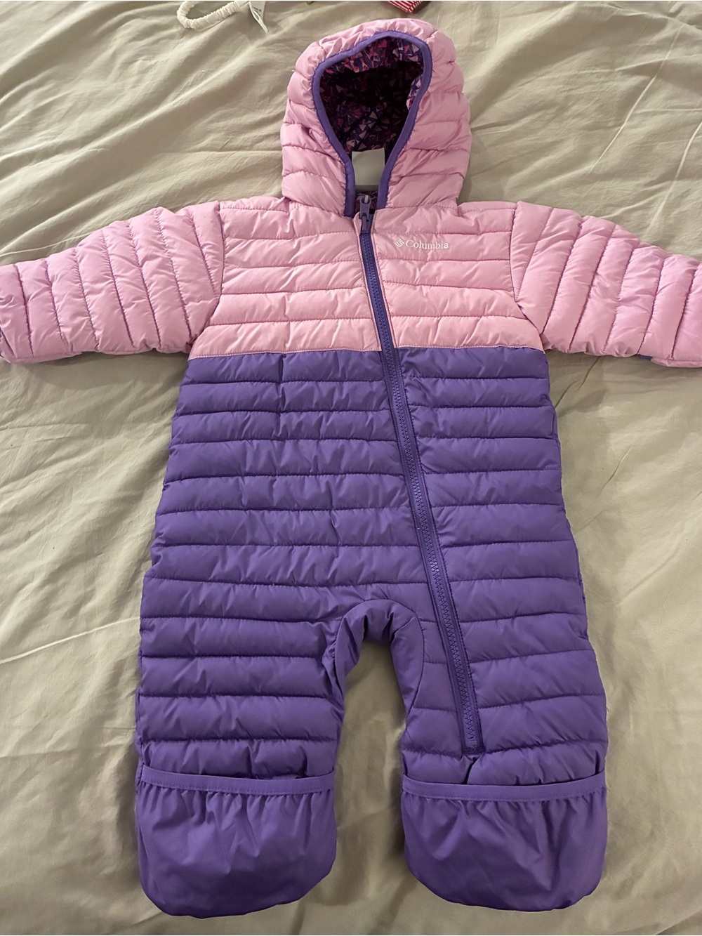 Columbia Reversible Snow Suit Bunting 6-12 Months Like New